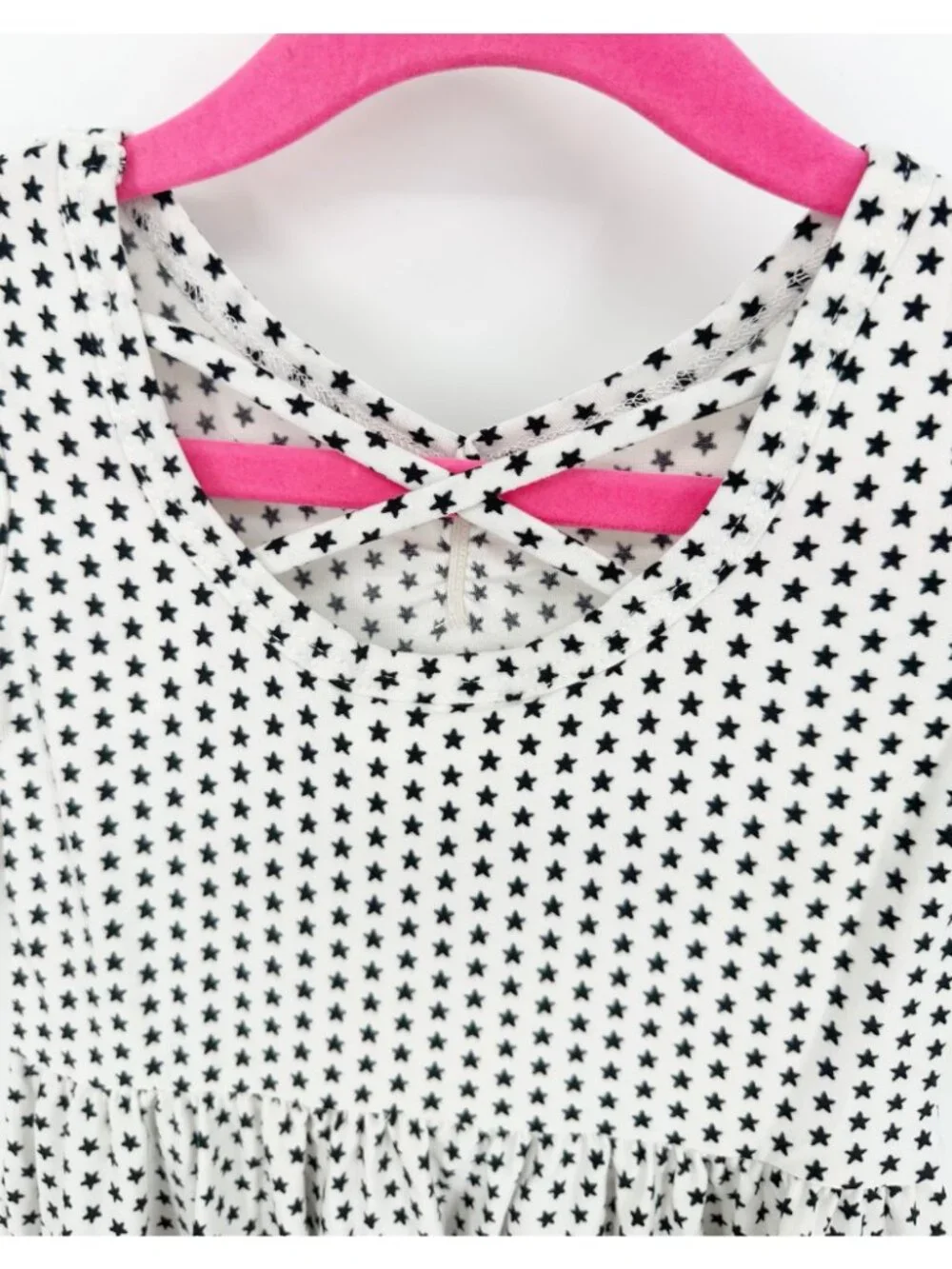 Dotdotsmile Girls Dress Size 12/24 Months White with Black Stars Print New With
